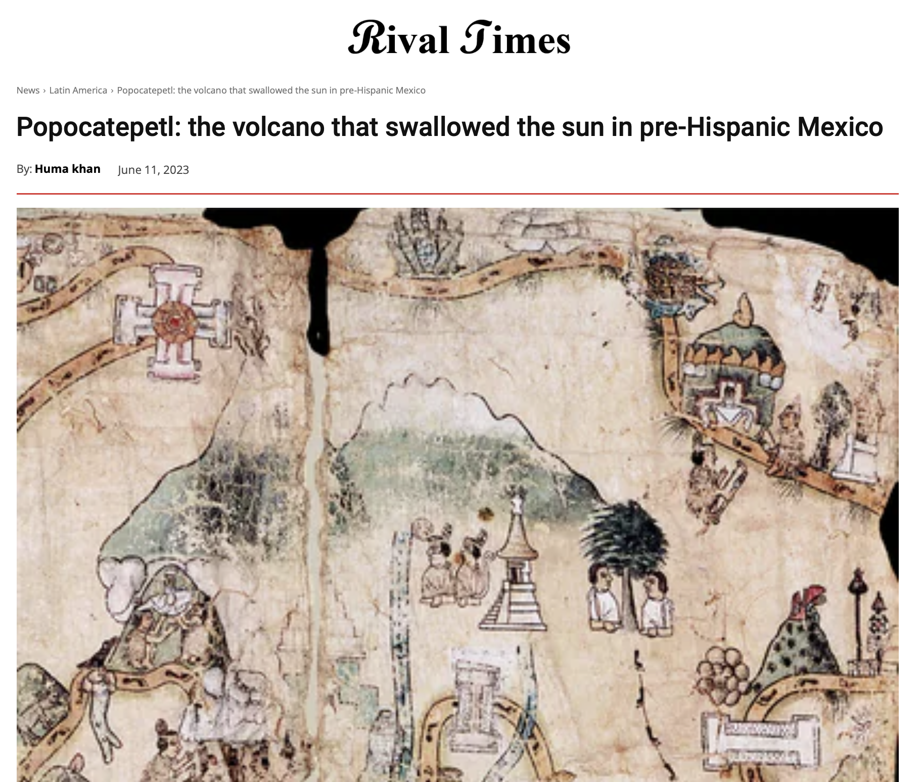 Popocatepetl: the volcano that swallowed the sun in pre-Hispanic Mexico