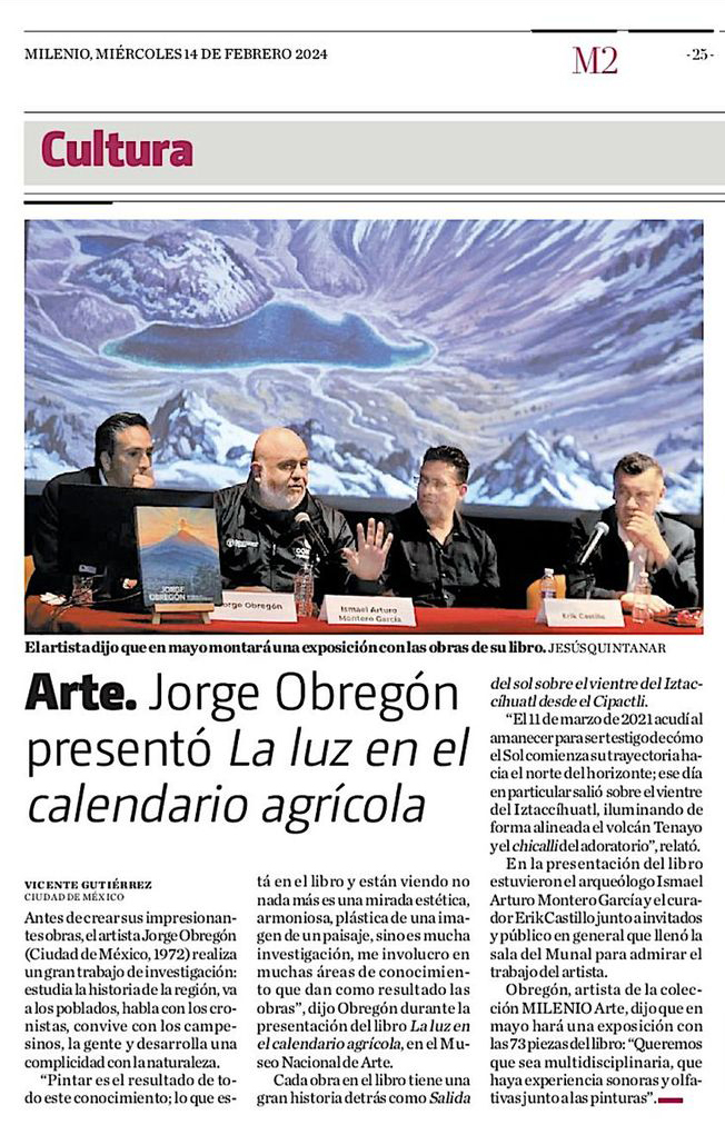 Arte. Jorge Obregón presentó 'La luz en el calendario agrícola'